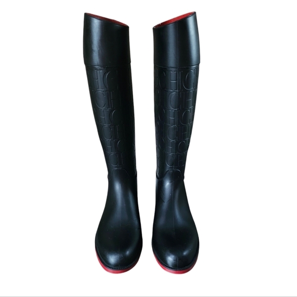 Carolina Herrera chic Black Women's Knee-High rubber Boots. Size 38 - Picture 2 of 6